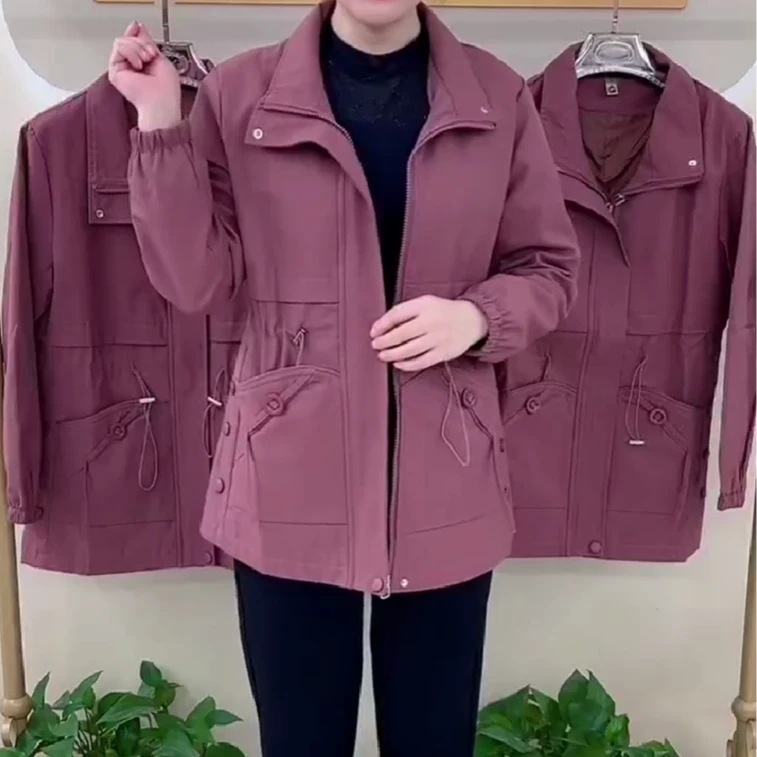 《专柜品质》春秋季中老年新款风衣外套