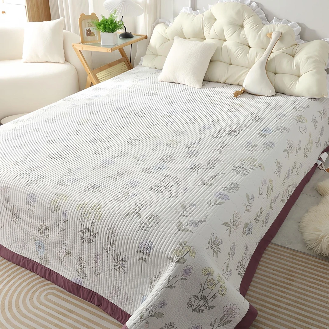 【薰衣草】A类水洗棉床盖三层夹棉加大床盖四季通用