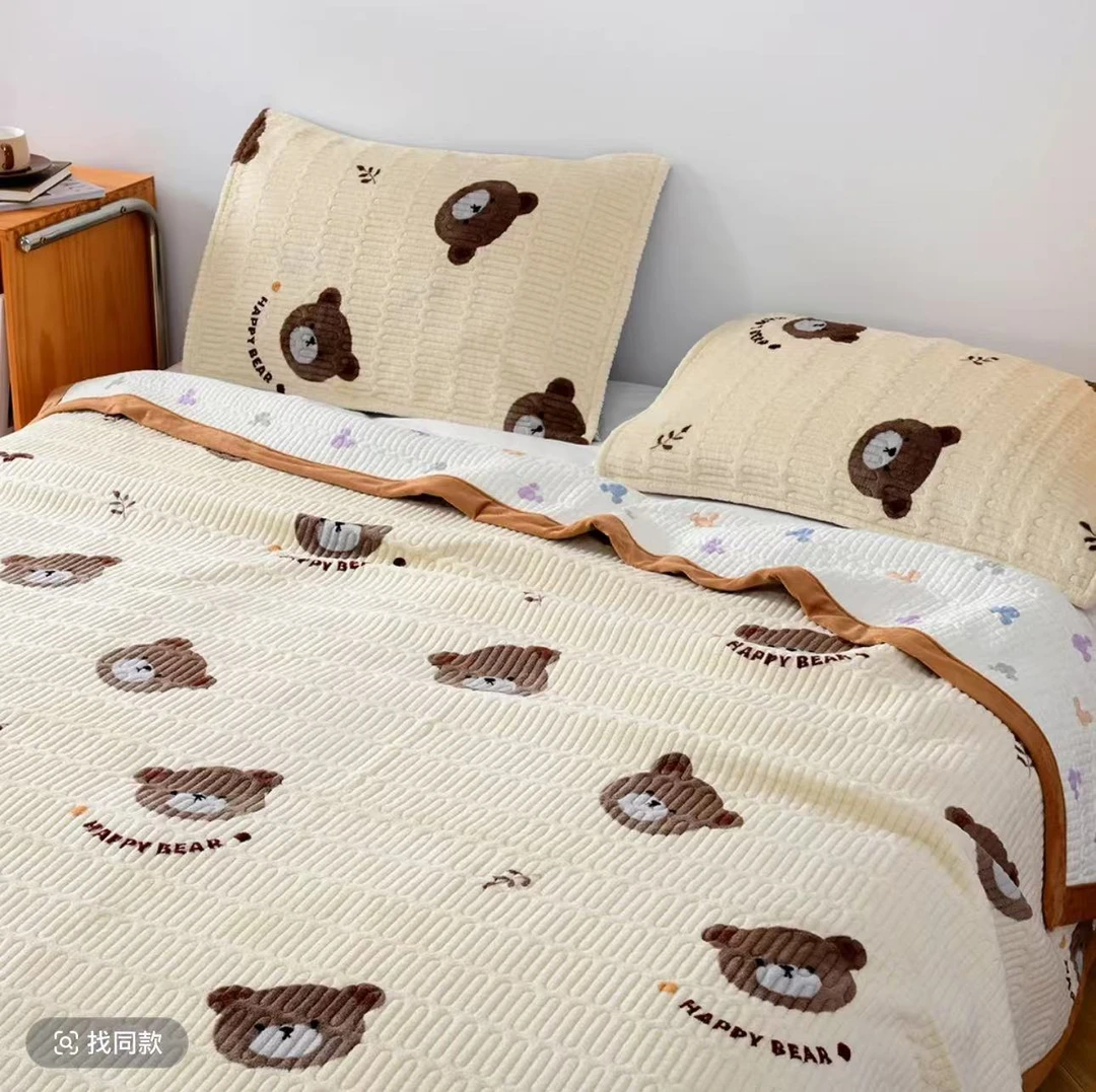 【小熊头】200*230A类牛奶绒床盖亲肤柔软可机洗