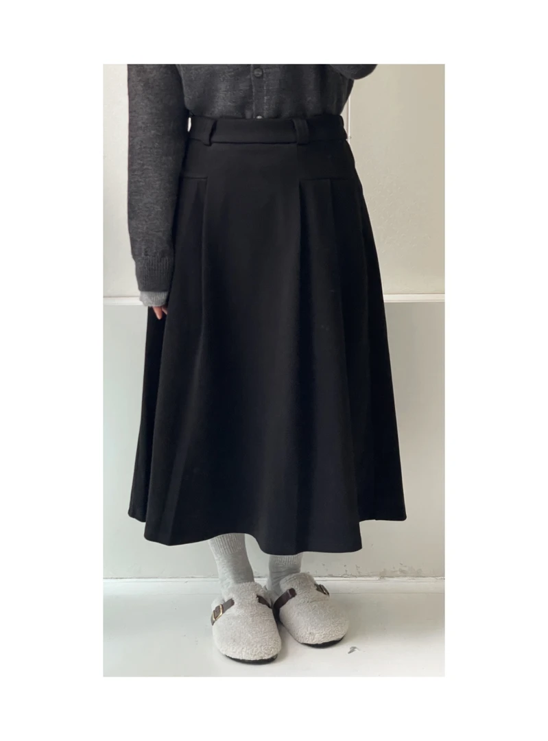 兰子君 毛呢百褶半身裙女秋冬小个子高腰显瘦a字秋冬伞裙中长裙子
