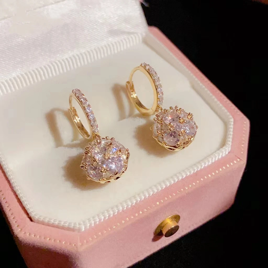 钛钢耳饰 时尚气质高级感圆球耳扣耳环微镶小众轻奢百搭女耳饰品