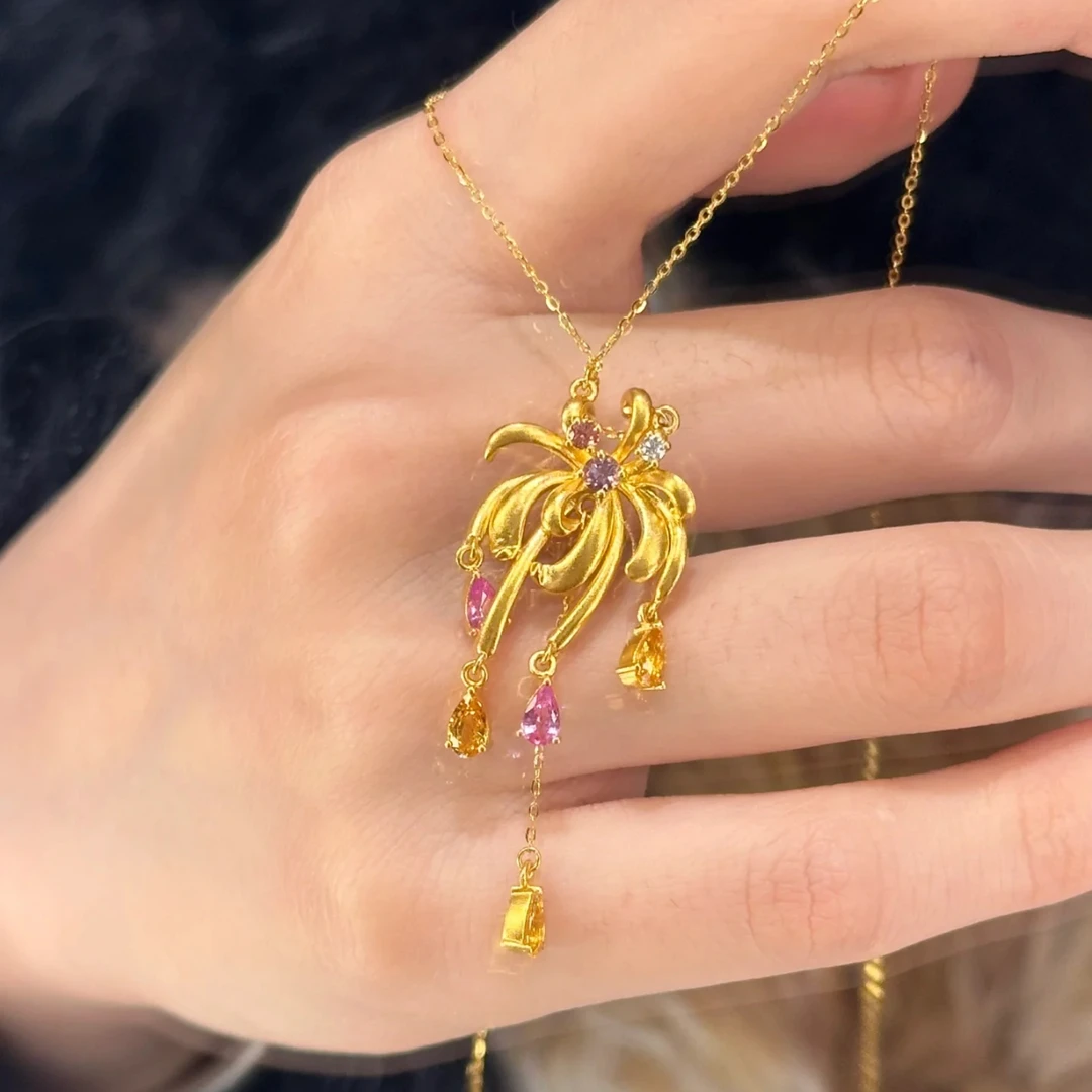 JIN BAI ZHENG 钛钢项链 精致甜美流苏烟花项链女时尚气质百搭