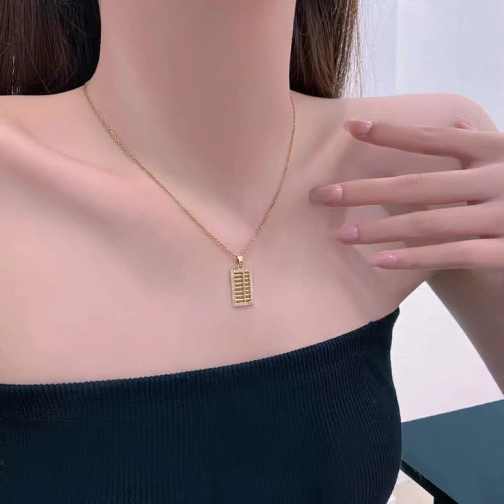 钛钢项链 新款如意算盘项链女不掉色时尚气质锁骨链百搭礼物