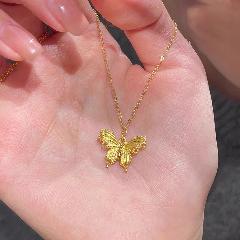 钛钢项链 新中式花丝蝴蝶项链女款轻奢国风甜美精致不掉色锁骨链