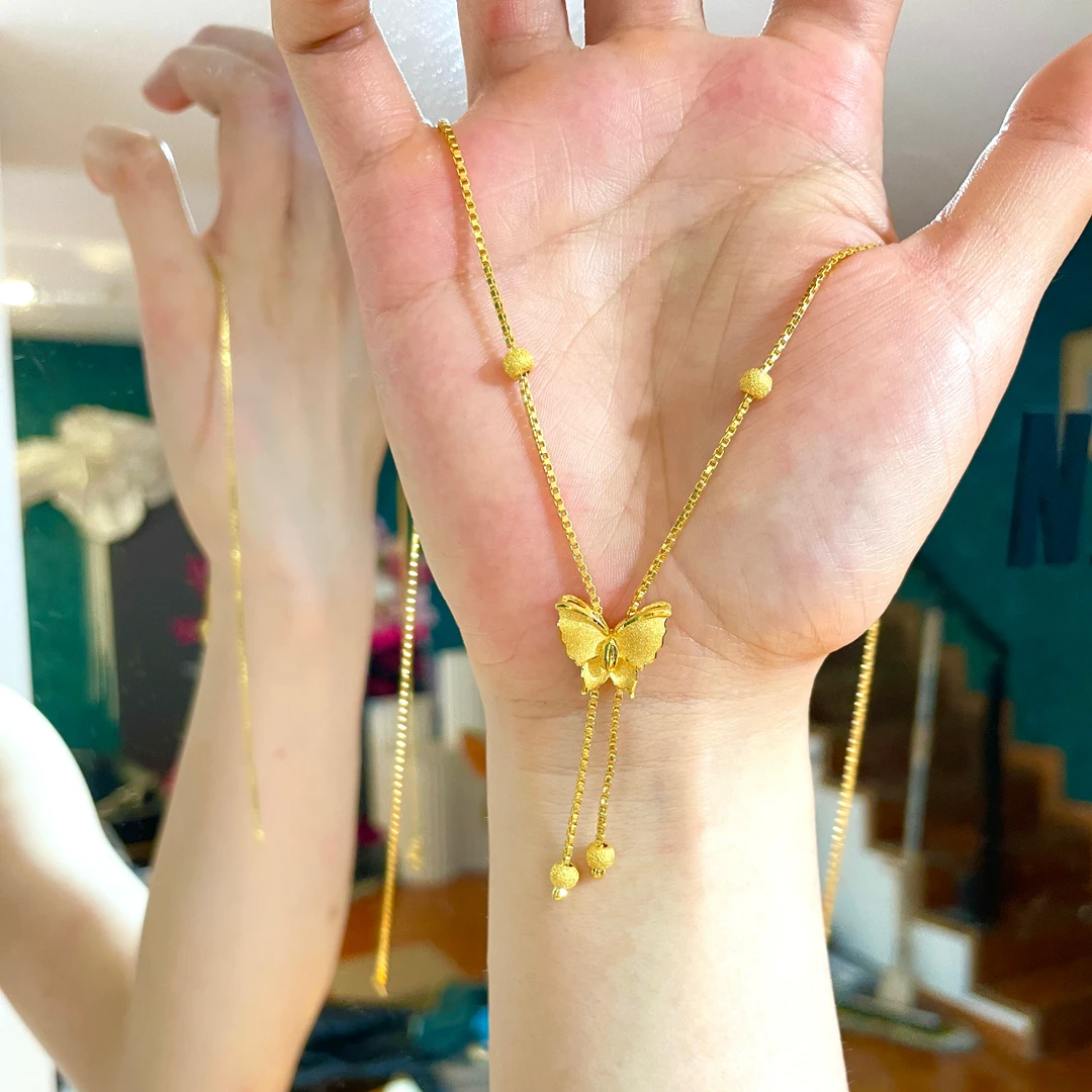 钛钢项链 T300时尚不掉色流苏蝴蝶结项链在逃公主锁骨链小众礼物