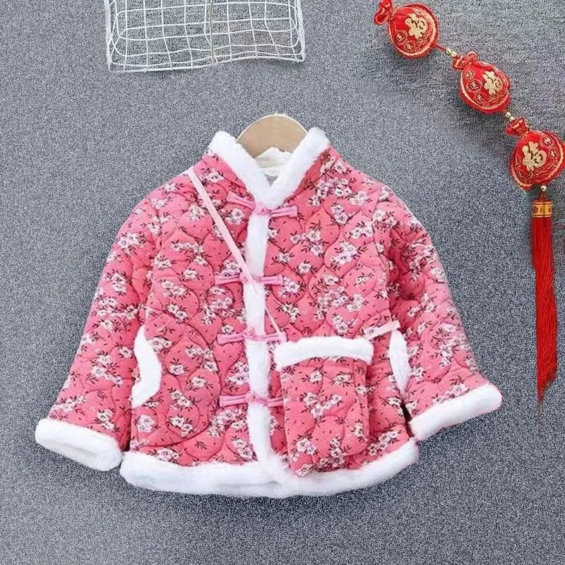 童年拾光女童秋冬季棉衣新款加棉加绒中大童网红中国风棉服东北大