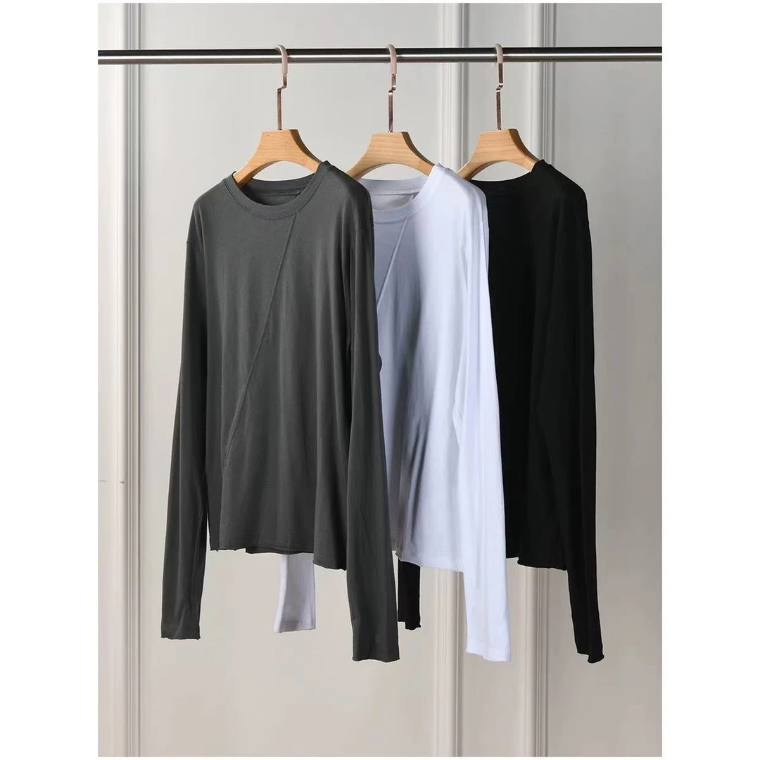 深圳南油新款前面斜线条打底长袖上衣058