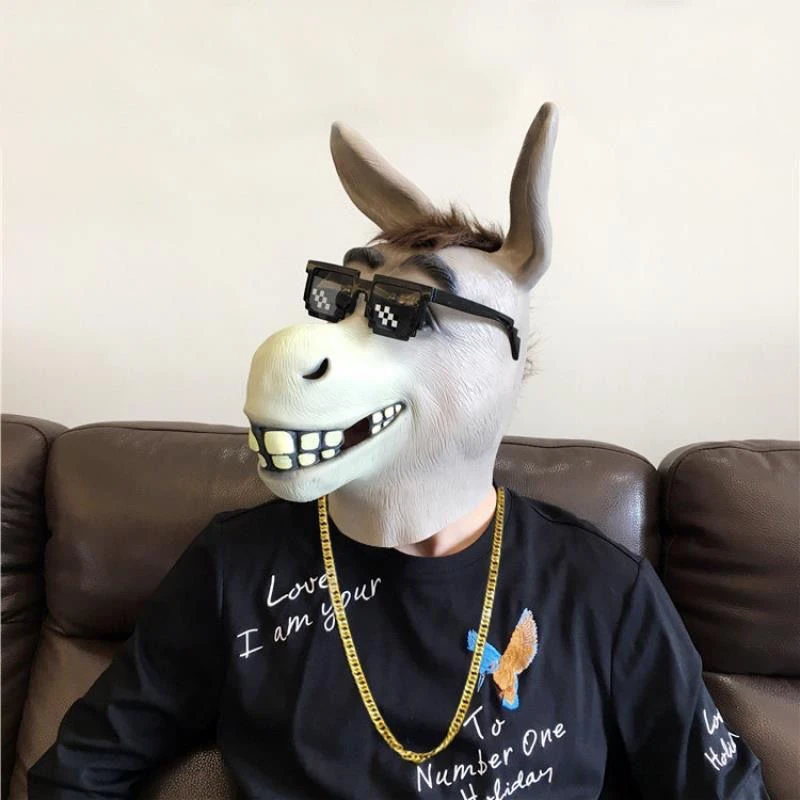 play搞笑动物头套520单身狗面具马头沙雕搞怪爆款表演道具