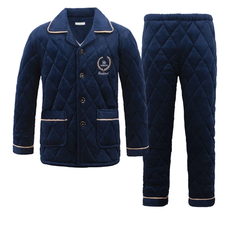 睡衣男士睡衣冬季2025新款冬加厚装珊瑚绒三层夹棉加大加绒家居服