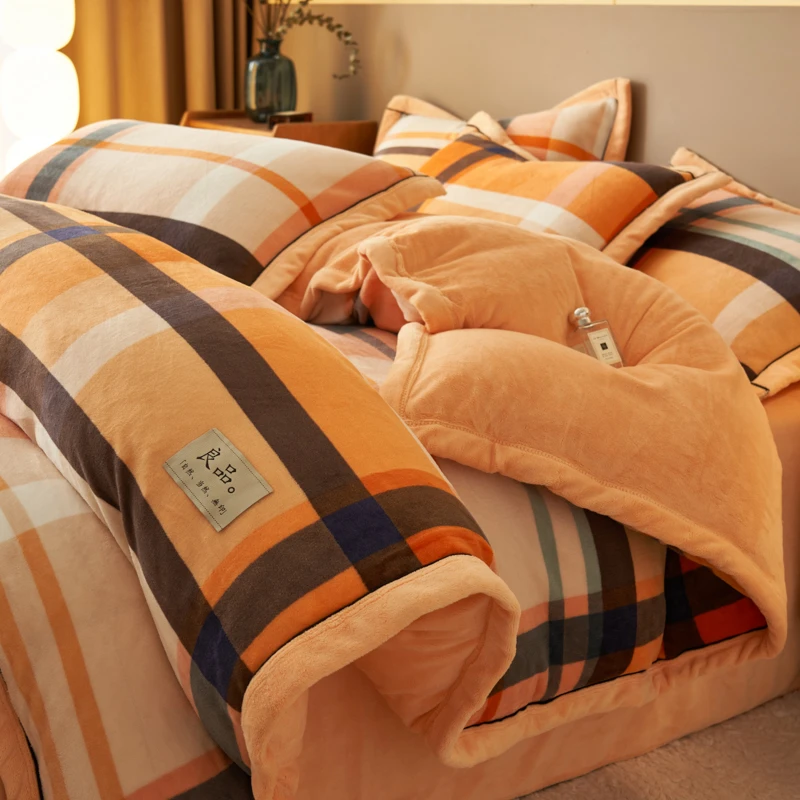 【无印风牛奶绒】 2024 新款加厚保暖牛奶绒无印风宽边牛奶绒四件套