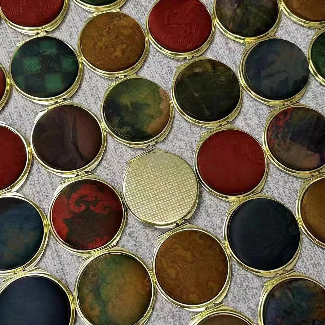 香云纱化妆镜便携可折叠复古小镜子（颜色随机）