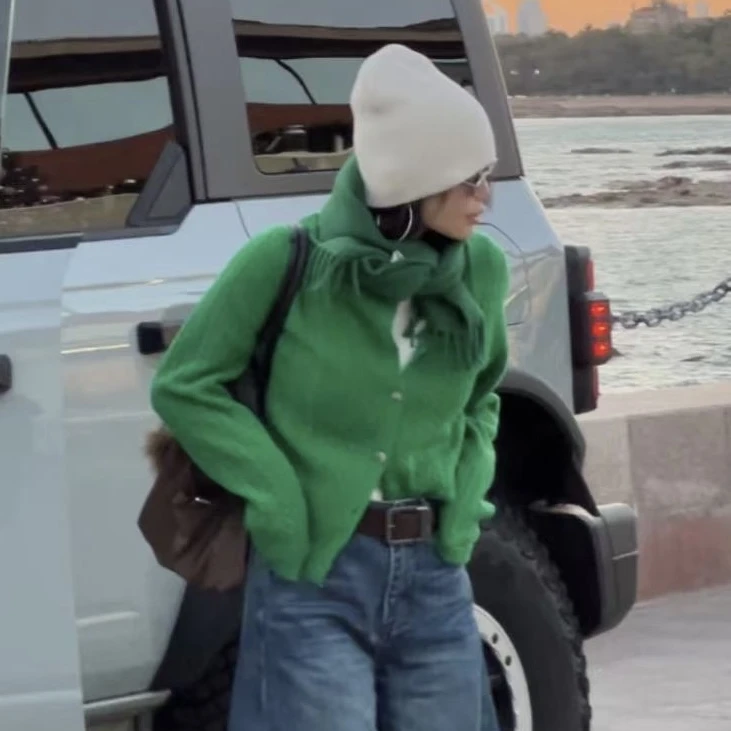 HB【元气半糖】5288 开扣毛衫纯色百搭松弛秋冬