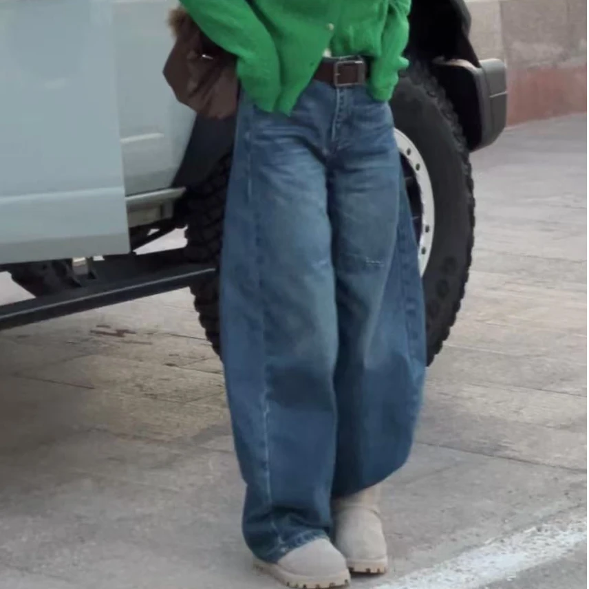 HB【香蕉牛仔】61285阔腿牛仔裤时尚休闲百搭复古秋季