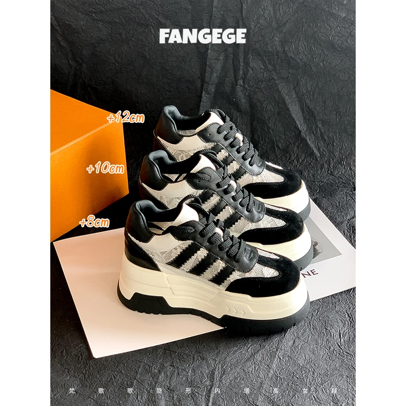 FANGEGE/梵歌歌 8-14cm小个子隐形内增高网面透气真皮厚底休闲鞋