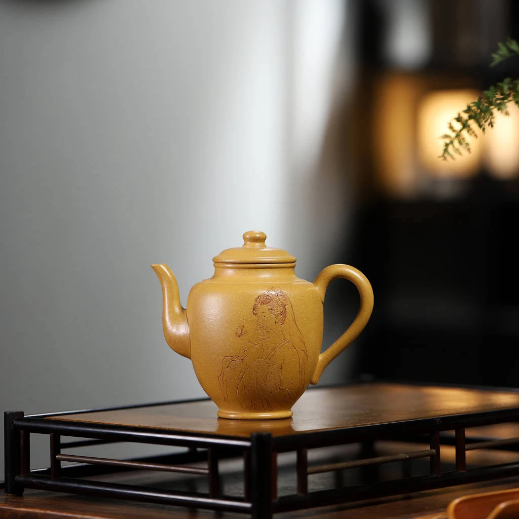 掌柜自作宜兴紫砂壶茶壶茶具国色天香原矿陈腐黄金段290毫升手工