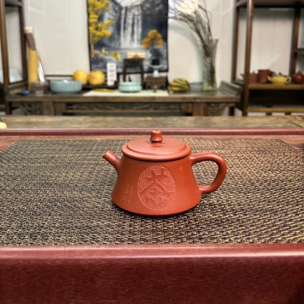 宜兴紫砂壶手工礼品柱瓢原矿朱泥160毫升茶壶茶具宽口小容量