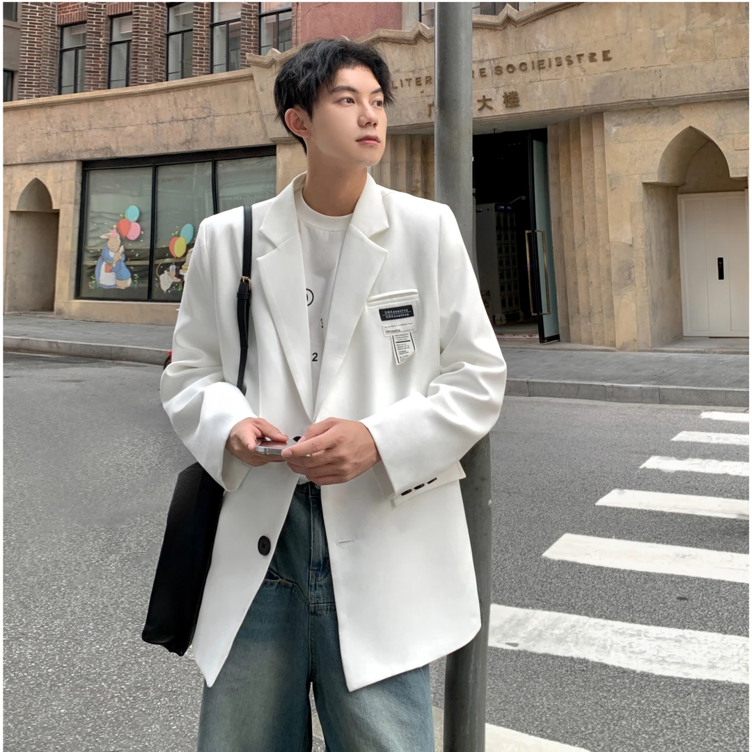 cleanfit外套男装高级感休闲西装男潮牌痞帅英伦雅痞风格垫肩西服