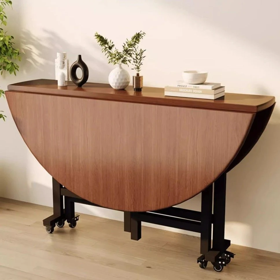 折叠大圆桌餐桌家用客厅小户型多功能可移动创意吃饭桌子圆形餐桌