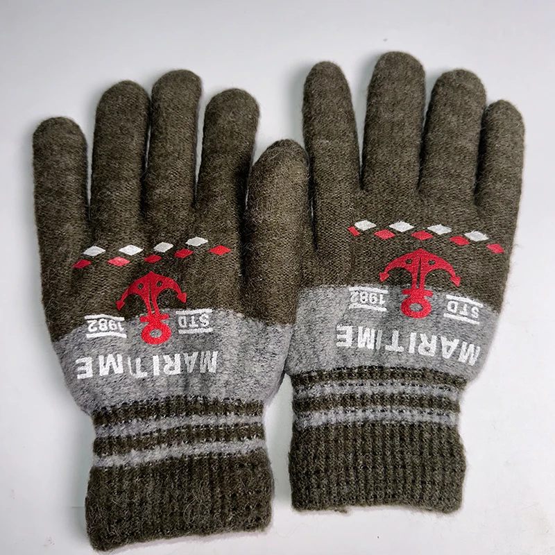 手套男土潮流学生冬天保暖骑行防寒加厚针织少年手套冬季毛绒双层