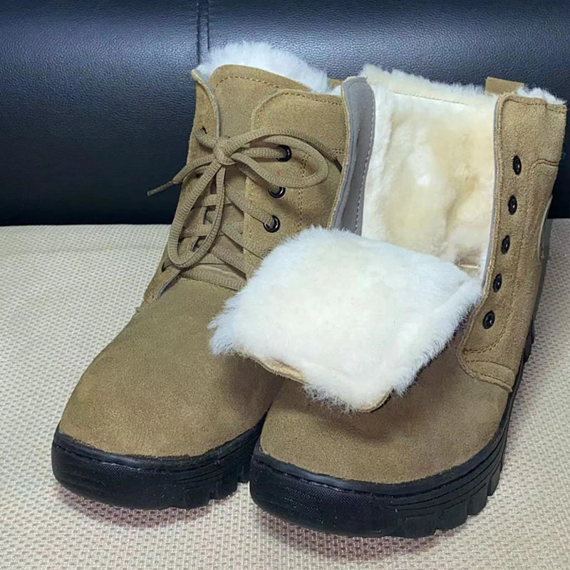 羊毛保暖东北雪地棉靴男皮毛一体冬季加厚毛绒翻毛防寒鞋休闲