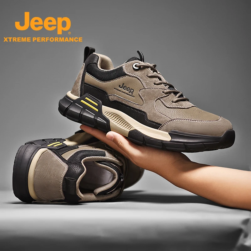 JEEP/吉普秋冬男士真皮材户外徒步鞋耐磨防滑轻便透气百搭潮鞋