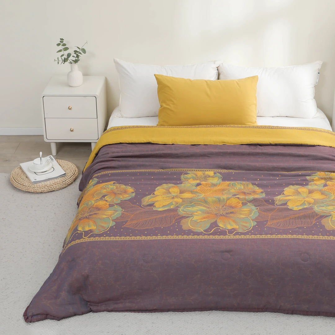 【花开叶芯  双层纱被子】2X2.3米纯棉双层纱被子