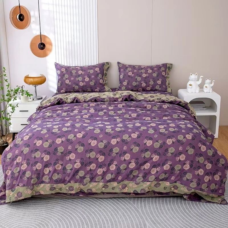 【紫皇后 双层纱被子】150X200 全棉纯棉 双层纱加厚单人冬被子