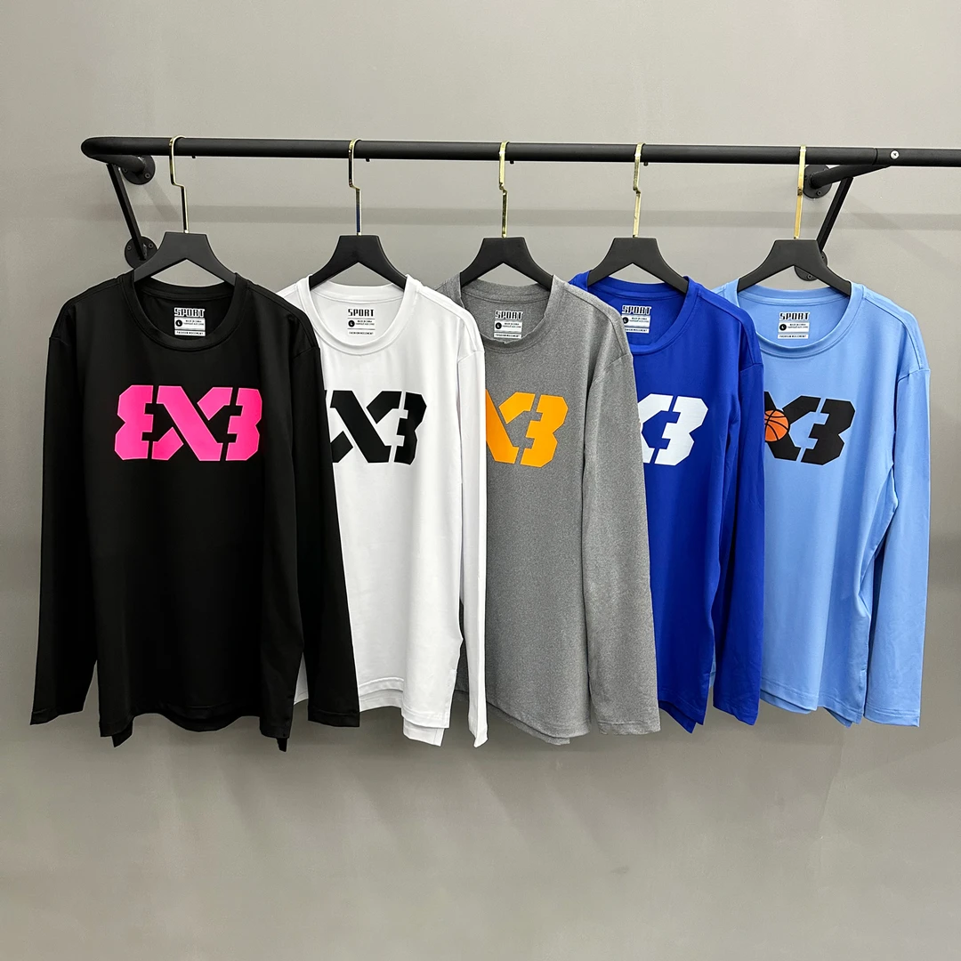 3V3长袖美式速干运动T恤热身训练服篮球三对三大师赛3X3秋冬热身