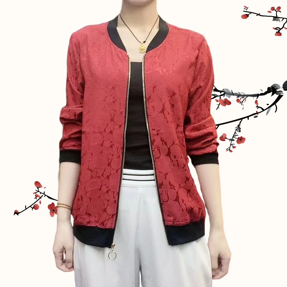 【朱砂红】中老年妈妈装外套短外套大码洋气休闲百搭开衫女士中年