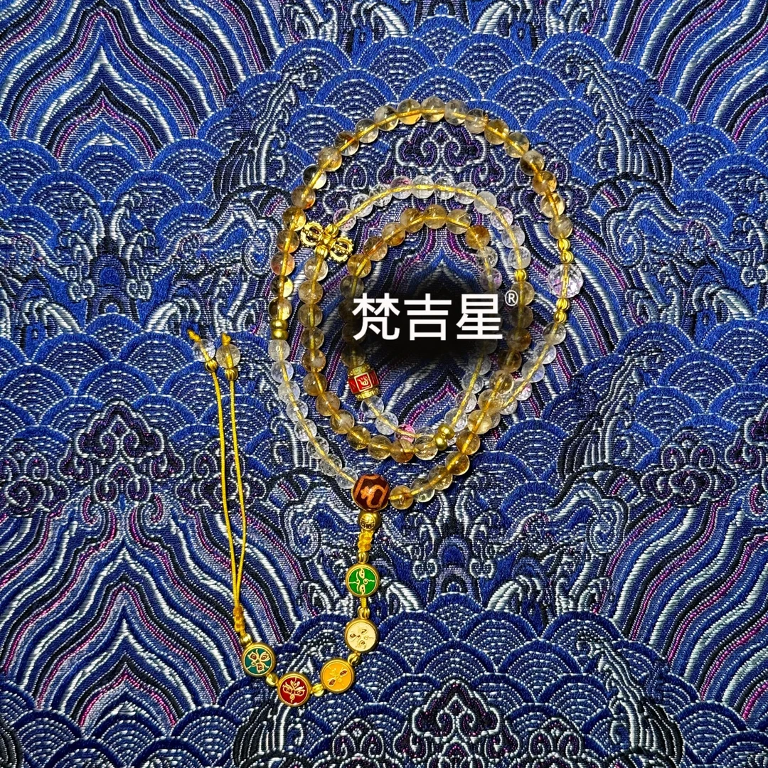 铜合成锆石项链 FJX7038  黄色系五路CC宝瓶   唐卡链 万能链