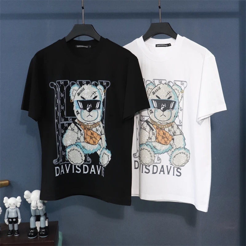 80到340斤可穿大码男装半袖印花+烫钻重工轻奢T恤圆领百搭潮流