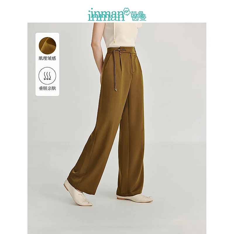 茵曼夏季女休闲裤阔腿裤筒裤长裤宽松新款高腰宽腿裤百搭女装显瘦