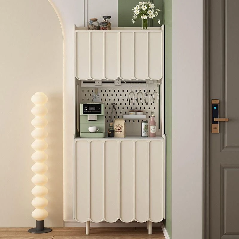 法式奶油风餐边柜一体靠墙高柜小户型厨房墙边收纳置物柜家用橱柜