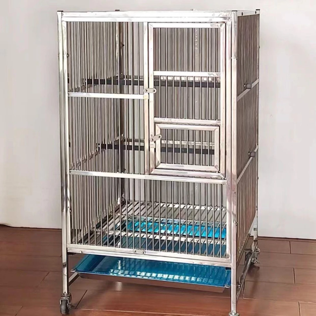 加高不锈钢金钢鹦鹉鸟笼中号鸟笼鹩哥宠笼金属大型笼子大型鹦鹉笼
