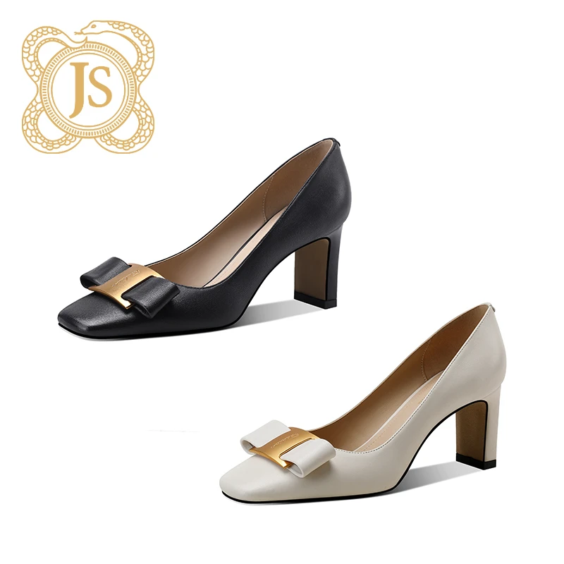 已开价，SA153-S865  法式黑色白色方头女方根高跟鞋2021春款时尚