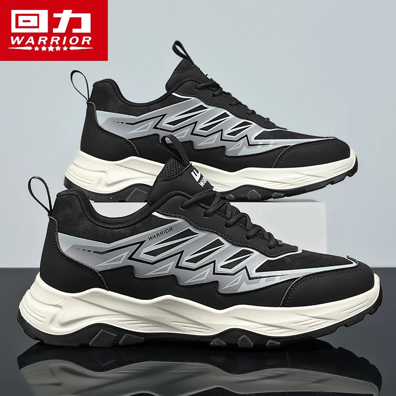 回力男鞋2024冬季新款老爹休闲百搭运动跑步防滑厚底皮面防水潮鞋