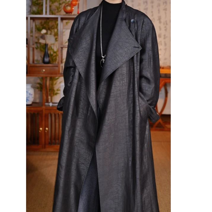 【爱之蔓】真丝桑蚕丝香云纱大衣