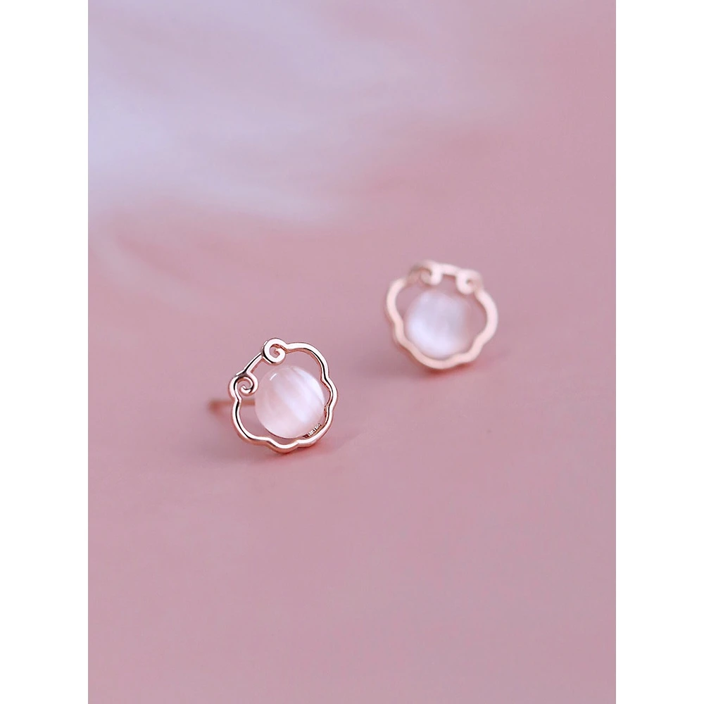 橙画 2023年新款如意长命锁耳钉女中国风耳环小众设计耳饰品气质