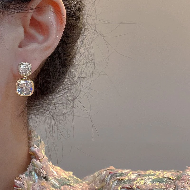 橙画 2023年新款潮时尚洋气方形耳环女高级感轻奢网红爆款耳坠个