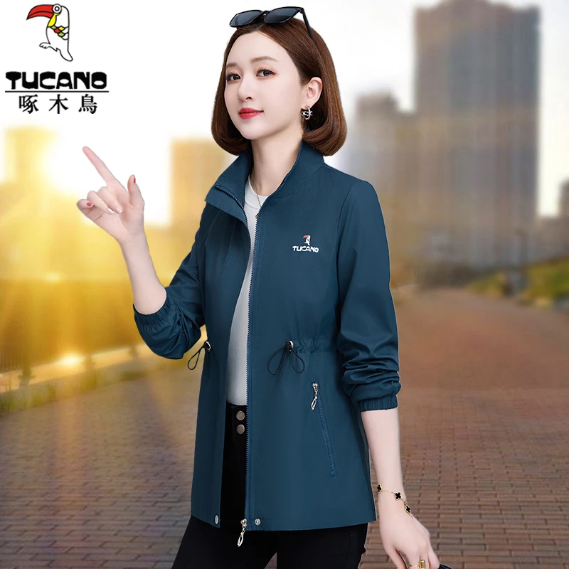 啄木鸟收腰显瘦外套女2025新款爆款春秋洋气减龄立领夹克上衣女装