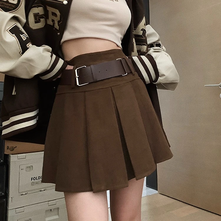 美式 复古高腰百褶半身女新款辣妹美式短裙欧美风甜辣裙子半身裙