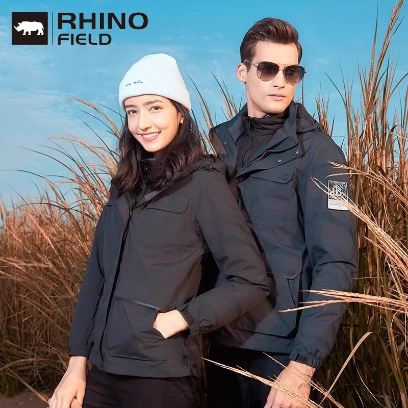 RHINO FIELD羽绒内胆冲锋衣三合一拆卸秋冬防风防水外套露营登山