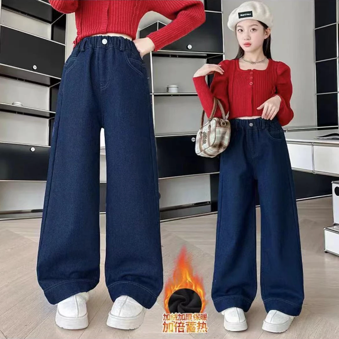 潮流款女童加绒牛仔裤1224