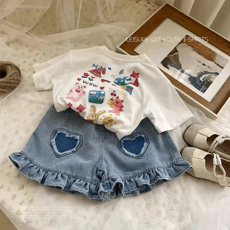 女童夏款爱心短裤1613