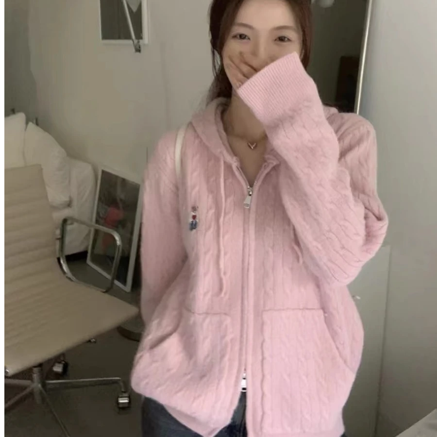 针织开衫连帽外套9195