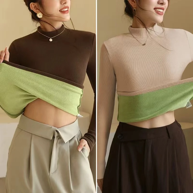 女士半高领加绒打底衫1140