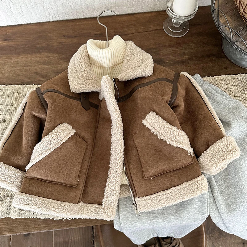 【幼萌童品】皮毛一体机车风外套冬季加厚保暖百搭小月龄外套