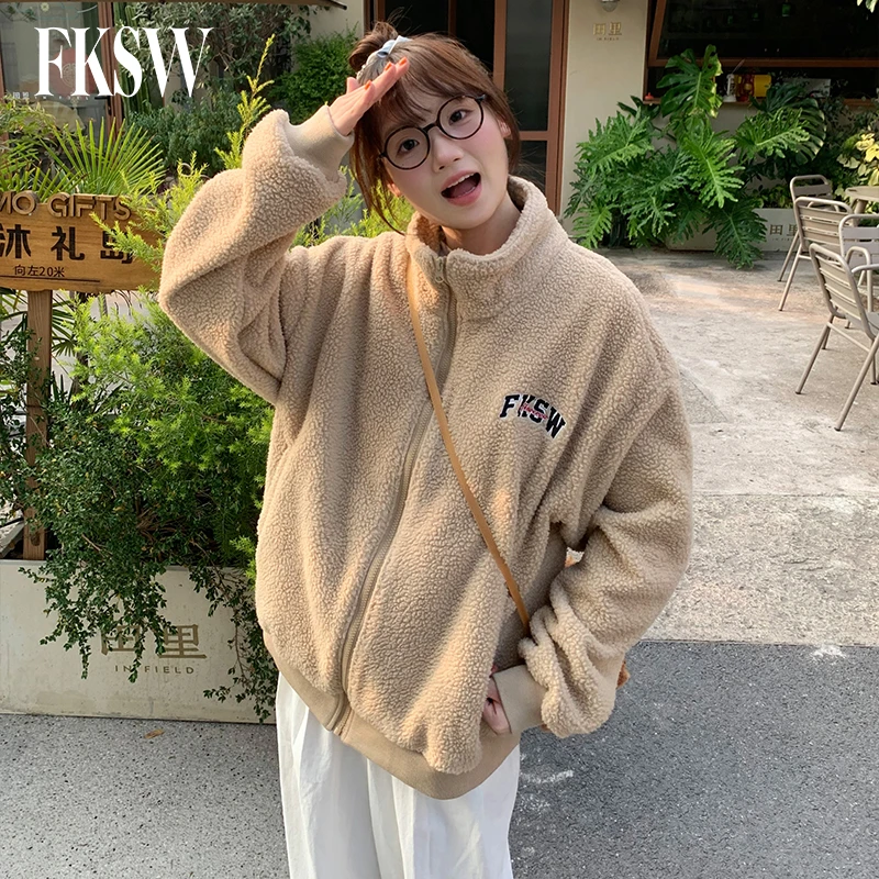 废克赛文秋冬新款440克抱抱绒字母小logo抓绒立领外套上衣