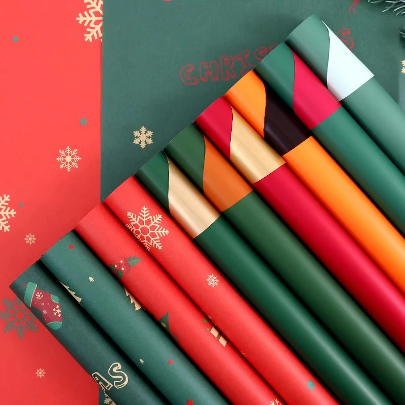 【御花园】圣诞礼物包装纸礼品包花纸防水牛皮纸圣诞树平安果