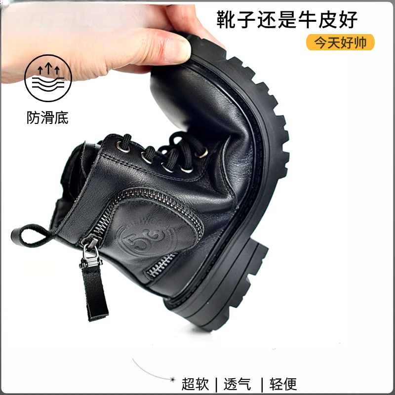 儿童真皮皮靴女童马丁靴男童骑士靴秋冬加绒单靴女宝宝时尚宝宝靴